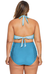 Sky Blue Allure Juniors Plus Size Laser Cut Flounce Swimwear - Aoka Styles Australia