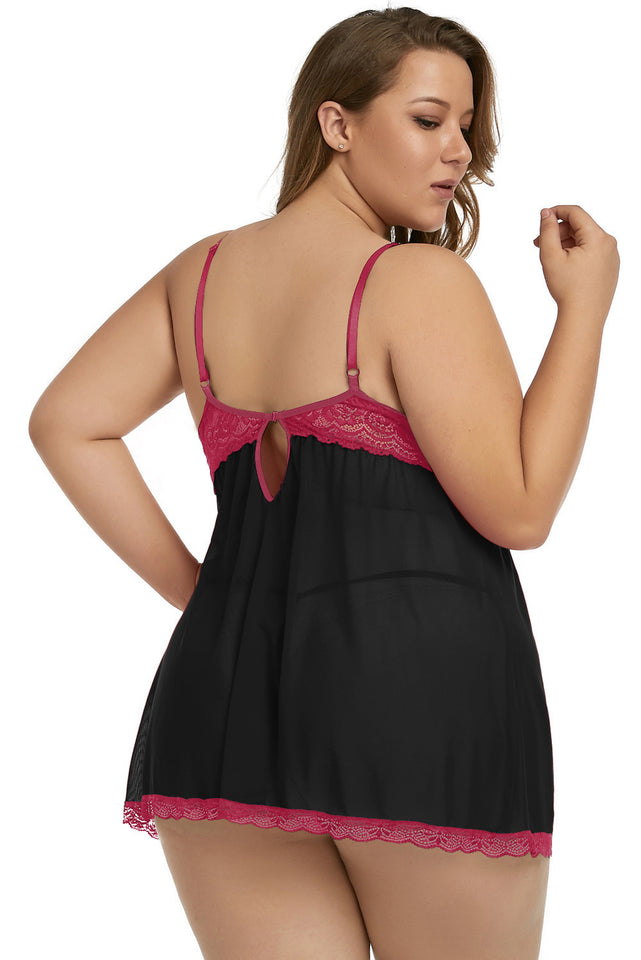 Rose Plus Size Peek-a-boo Valentine Babydoll - Aoka Styles Australia