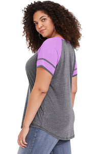 Purple Raglan Short Sleeve Plus Size Tee - Aoka Styles Australia