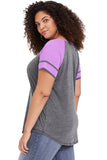 Purple Raglan Short Sleeve Plus Size Tee - Aoka Styles Australia