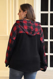 Red Plaid Patchwork Plus Size Hoodie - Aoka Styles Australia