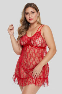 Red Floral Lace Plus Size Lingerie Set - Aoka Styles Australia