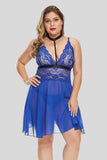 Blue Plus Size Choker Babydoll Set - Aoka Styles Australia