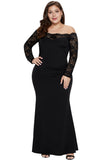 Black Lace Off-The-Shoulder Plus Size Maxi Dress - Aoka Styles Australia