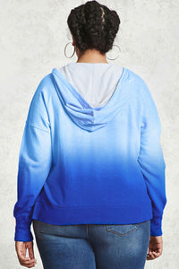 Blue Plus Size Ombre Terry Hoodie - Aoka Styles Australia