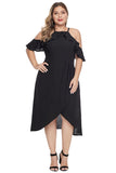 Black Off Shoulder Drop Sleeve Plus Size Dress - Aoka Styles Australia