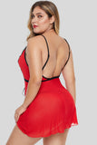 Red Lace-up Plus Size Babydoll - Aoka Styles Australia