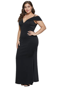 Black Short Sleeve Plus Size Slit Longline Dress - Aoka Styles Australia