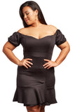 Black Candlelit Song Plus Size Off The Shoulder Dress - Aoka Styles Australia