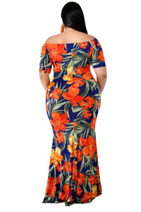 California Poppy Mermaid Plus Size Dress - Aoka Styles Australia