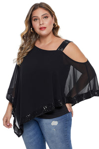 Asymmetric Cold Shoulder Plus Size Blouse - Aoka Styles Australia