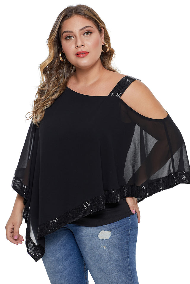 Asymmetric Cold Shoulder Plus Size Blouse - Aoka Styles Australia