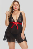 Black Plunge V Neck Lace Bust Pleated Plus Size Babydoll - Aoka Styles Australia