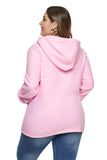 Pink Zip Neck Drawstring Plus Size Hoodie - Aoka Styles Australia