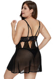 Plus Size Eye-catching Black Babydoll Set - Aoka Styles Australia