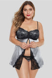 Contrast Lace Splice Flyaway Plus Size Babydoll - Aoka Styles Australia