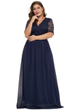 Blue Plus Size Chiffon Evening Party Maxi Dress - Aoka Styles Australia