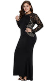 Black Lace and Knit Plus Size A-line Gown - Aoka Styles Australia