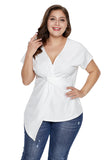 White Plus Size Twist Front Top - Aoka Styles Australia