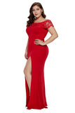 Red Off Shoulder Plus Size Prom Dress - Aoka Styles Australia