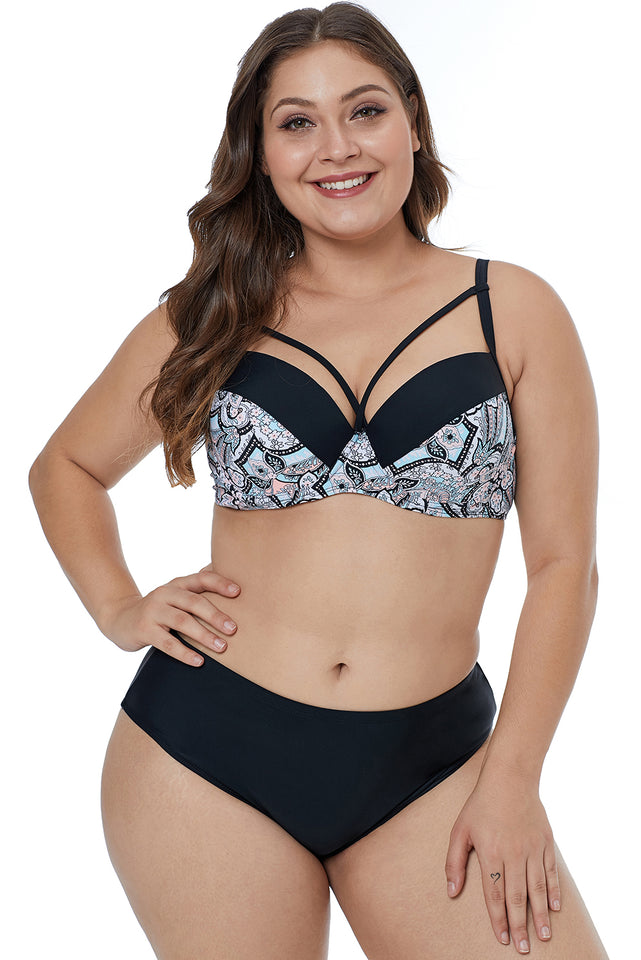 Floral Paisley Print Plus Size Swimwear - Aoka Styles Australia