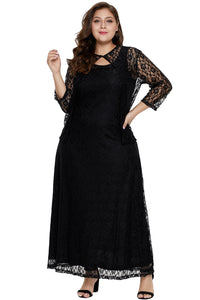 Black Nadia Plus Size Lace Dress - Aoka Styles Australia