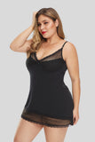 Black Lace Trim Plus Size Chemise - Aoka Styles Australia