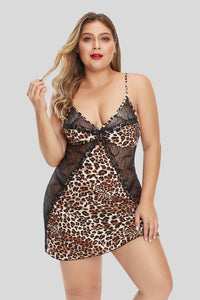 Cheetah Print Lace Hollow-out Plus Size Lingerie - Aoka Styles Australia