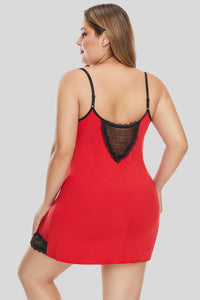 Red Lace Trim Plus Size Chemise - Aoka Styles Australia