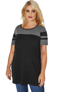 Black Plus Size Colour Block Top - Aoka Styles Australia