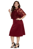 Burgundy Plus-Size Knee-Length MOB Dress with Shawl - Aoka Styles Australia