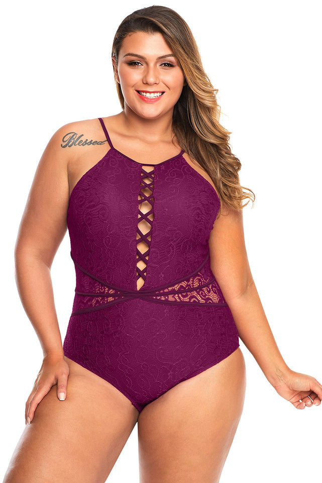 Purple Plus Shamilar High-Neck One Piece Swimsuit - Aoka Styles Australia