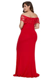 Red Off Shoulder Plus Size Prom Dress - Aoka Styles Australia