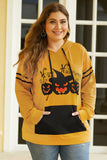 Pumpkin Long Sleeve Kangaroo Pocket Halloween Plus Size Hoodie - Aoka Styles Australia