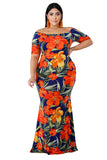 California Poppy Mermaid Plus Size Dress - Aoka Styles Australia