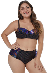 Moulded Cups Dotted Plus Size Swimwear - Aoka Styles Australia