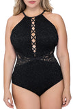 Black Plus Shamilar High-Neck One Piece Swimsuit - Aoka Styles Australia