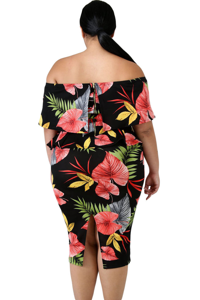 Tropical Print Plus Size Dress - Aoka Styles Australia