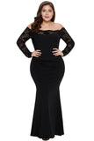 Black Lace Off-The-Shoulder Plus Size Maxi Dress - Aoka Styles Australia