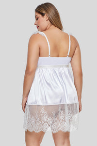 White Lace Splice Plus Size Slip Babydoll Dress - Aoka Styles Australia