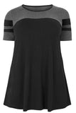 Black Plus Size Colour Block Top - Aoka Styles Australia