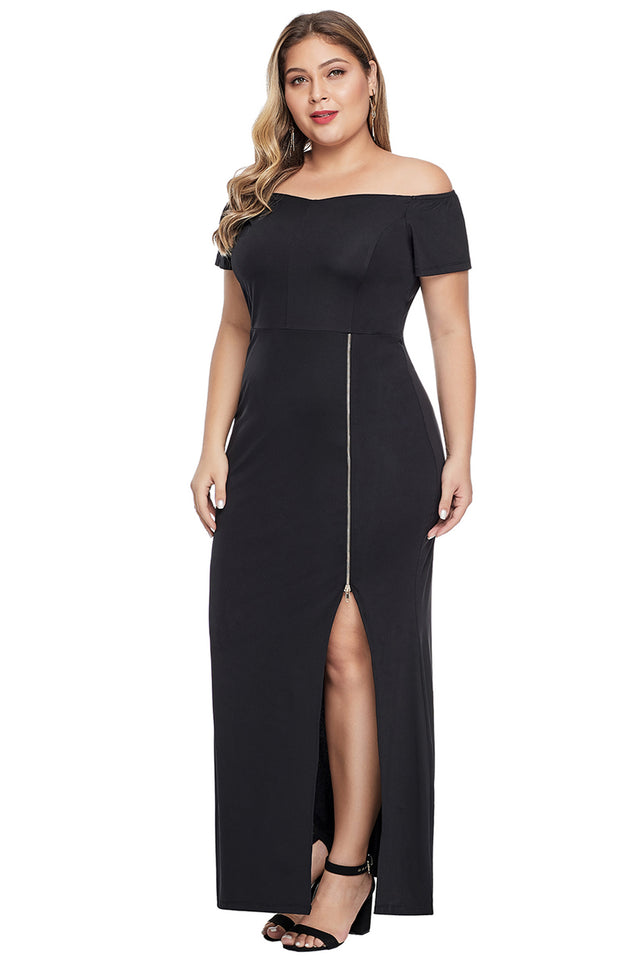 Off Shoulder Short Sleeve Plus Size Dress - Aoka Styles Australia