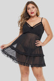 Spaghetti Straps Dotted Ruffle Plus Size Babydoll - Aoka Styles Australia