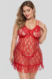 Red Floral Lace Plus Size Lingerie Set - Aoka Styles Australia