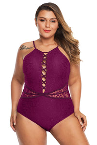 Purple Plus Shamilar High-Neck One Piece Swimsuit - Aoka Styles Australia