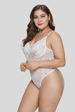 White Sweet Floral Plus Size Teddy Lingerie - Aoka Styles Australia