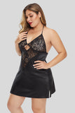 Black Lace Splicing Plus Size Babydoll - Aoka Styles Australia