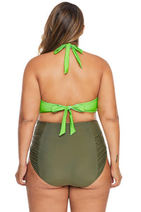 Green Allure Juniors Plus Size Laser Cut Flounce Swimwear - Aoka Styles Australia