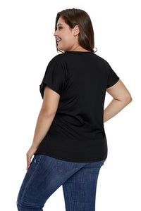 Black Plus Size Twist Front Top - Aoka Styles Australia