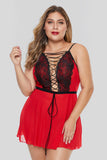 Red Lace-up Plus Size Babydoll - Aoka Styles Australia